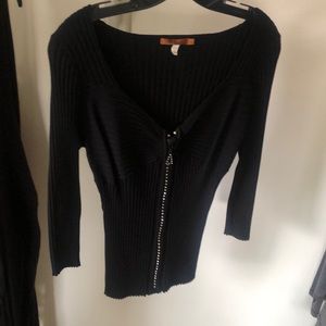 Belldini full Zip Long Sleeve black sweater top Large